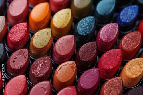 Array of Lipsticks Displayed Together in a Flat Layout