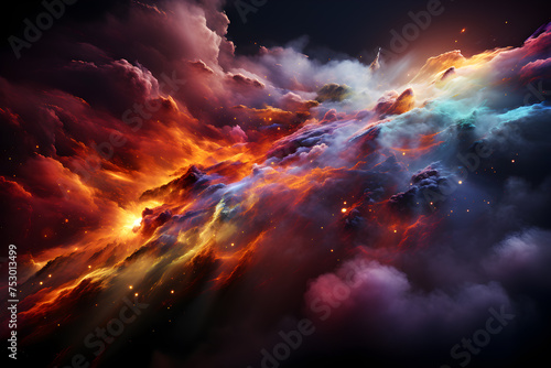 Abstract colorful nebula galaxy background with colorful clouds colorful galaxy