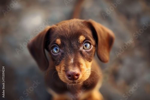Endearing Dapple Dachshund Puppy with Captivating Eyes - Generative AI © Gelpi