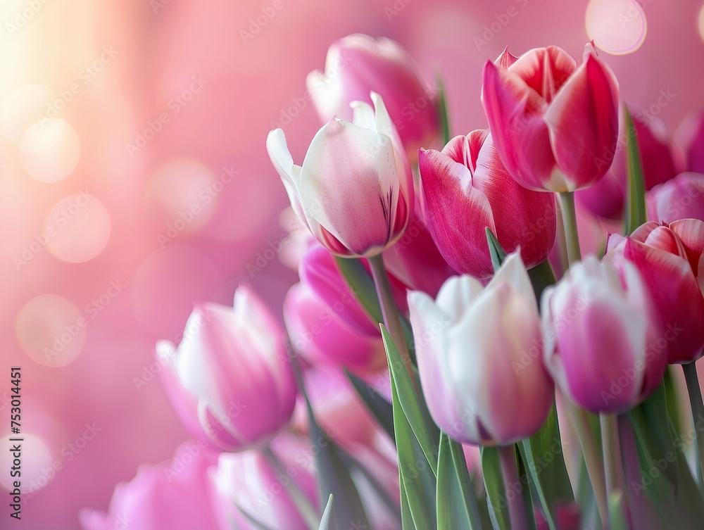 Fototapeta premium AI Generated Mother's day, Valentine's Day background concept with tulip flower.