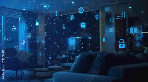 IoT security fortress, connected devices under shield, safe smart home and digital defense