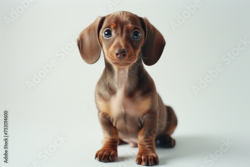 Contemplative Dachshund Puppy with a Glossy Brown Coat - Generative AI