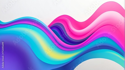 Holographic vibrant colors gradient neon wave shape liquid on plain white background from Generative AI