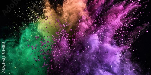 explosion of multi-colored powder on a black background Generative AI