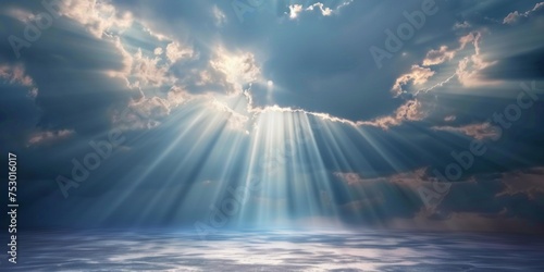 bright rays of light break through the clouds Generative AI