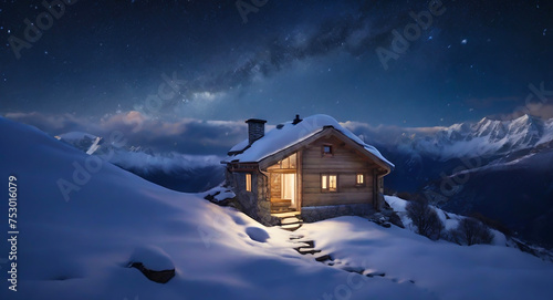 雪深き山荘と星々 © Masato Photography