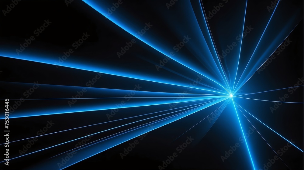 Reflective blue laser curved slanted light ray on a plain black background from Generative AI Reflective blue laser curved slanted light ray on a plain black background from Generative AI