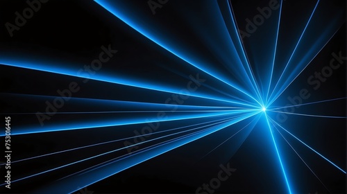 Reflective blue laser curved slanted light ray on a plain black background from Generative AI © Arceli