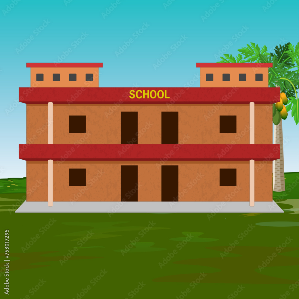 Fototapeta premium Indian village school with nature background