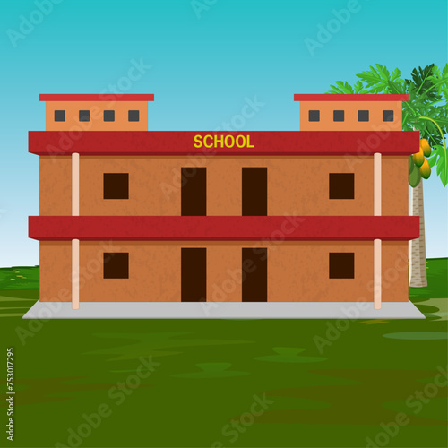 Indian village school with nature background
