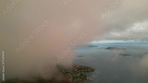 Cesmealti - Urla - Izmir - Turkey drone view with clouds. 4k video photo