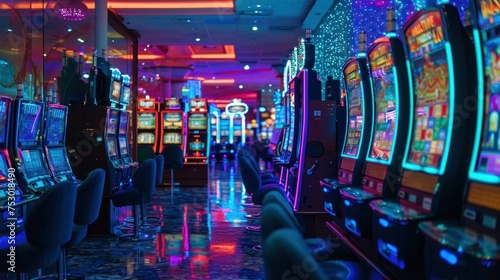 Gaming machines at a casino. Gambling interior