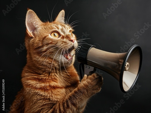 funny cat holding a megaphone