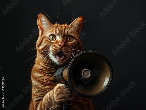 funny cat holding a megaphone