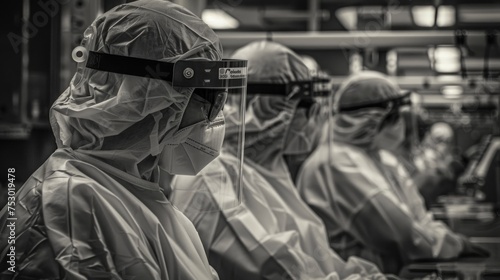 Surgeons clad in sterile attire prepare diligently for a critical surgical procedure ahead. 