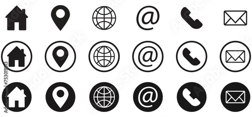 web icon set, business card icon concept, website icon vector symbol for contact us, collection of business card icons, business of card icons