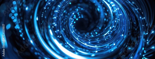 Abstract Blue Light Tunnel Digital Background