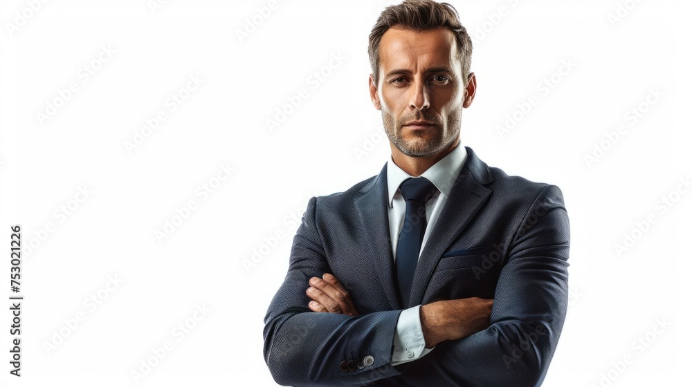 A group of successful business people on a white background A group of successful business people on a white background
