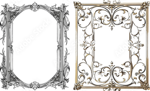 Square decorative frame with art Nouveau ornament photo