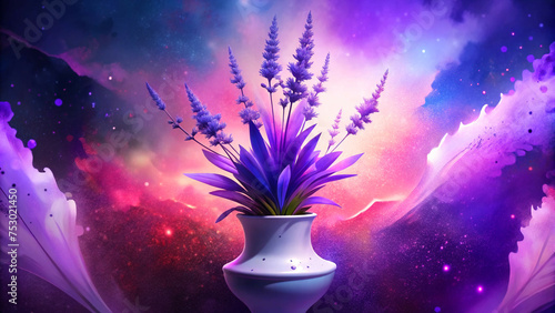 Lavender flowers bouquet on dark background. Vector illustration. Generative AI