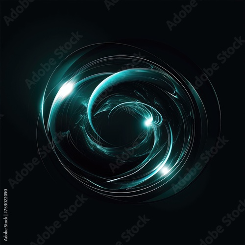 Abstract Swirling Light Effect against Black Background