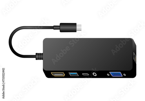 映像変換コンバーター_USB Type-C_HDMI_Analog RGB(VGA)_Mini D-sub15pin_3.5mm stereo mini jack_RJ-45 LANポート