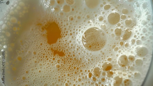 Close up of beer with foam.
