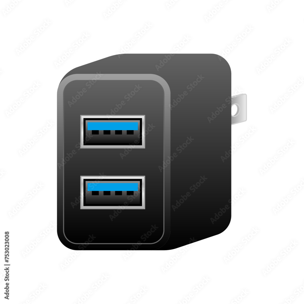 黒いUSB充電器_USBタイプA 3.0 2ポート 黒いUSB充電器_USBタイプA 3.0 2ポート