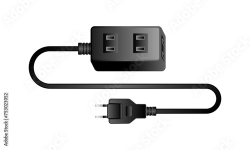 黒い電源アダプタ _2口差込口