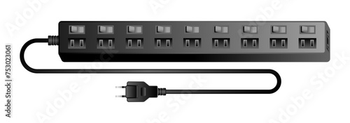 黒い電源アダプタ _10口差込口