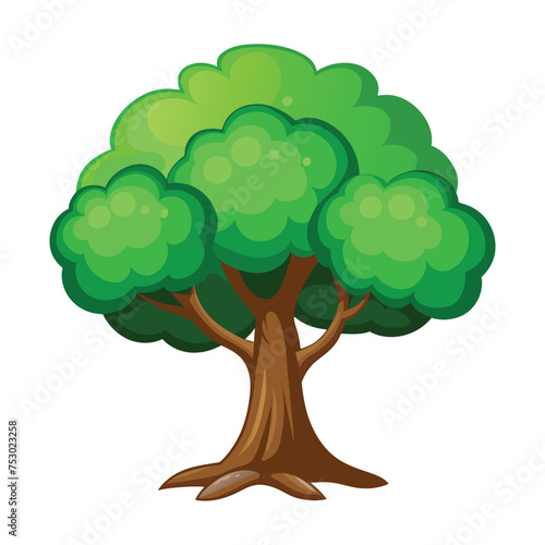 Green tree cartoon isolated on a white background