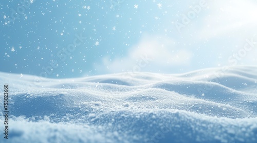 Serene Wintery Snowscape with Glistening Snowflakes