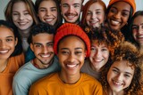 Diverse group of young people smile happy face