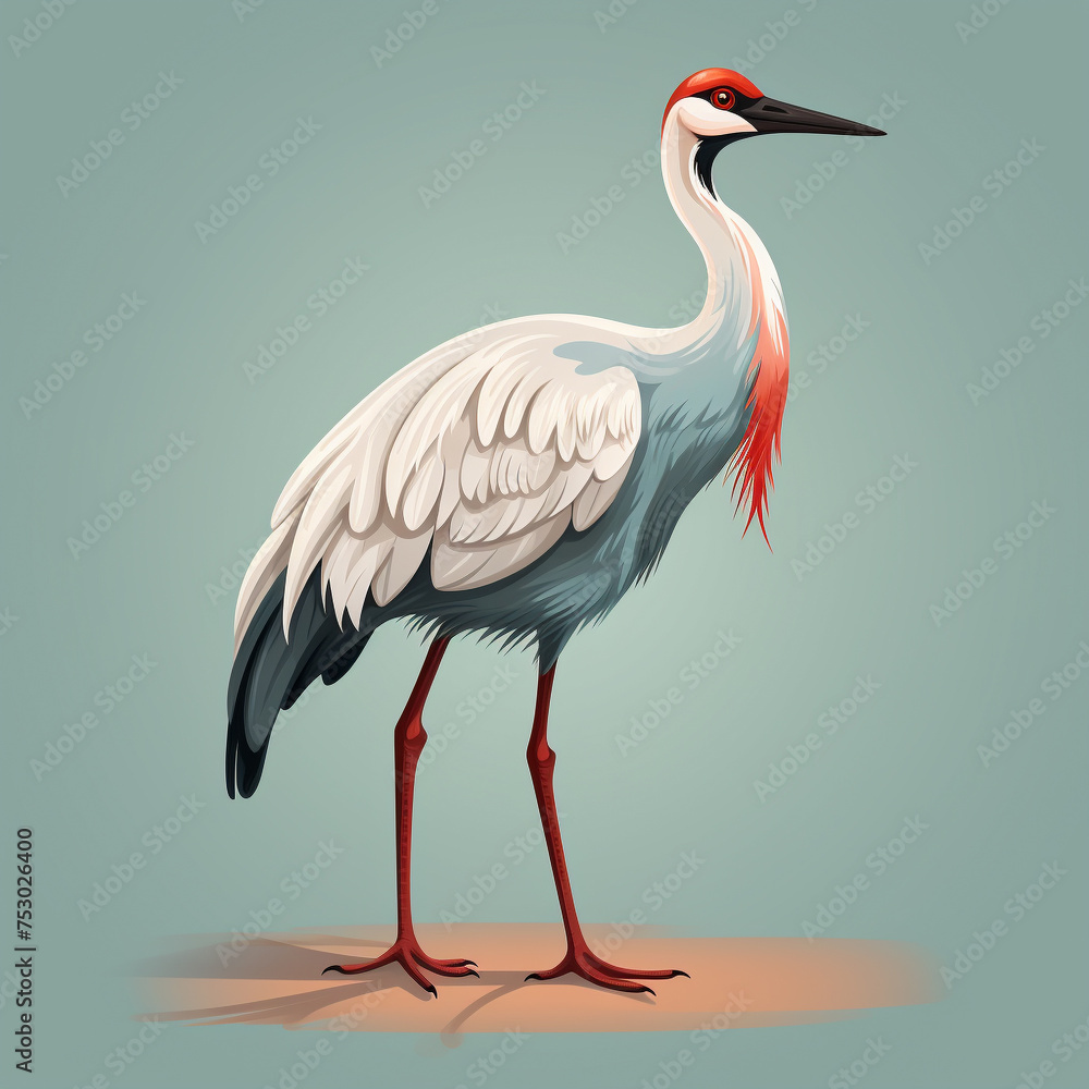 Obraz premium Cute Crane isolated background