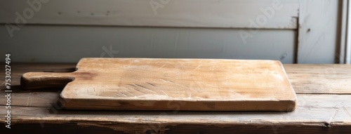 Wooden Cutting Board on Rustic Kitchen Table