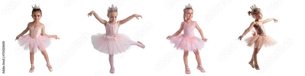 Naklejka premium Child Ballerina Posing on Transparent Background