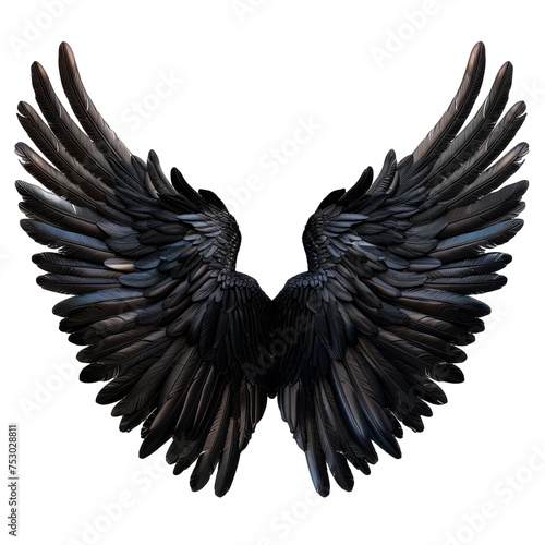 Black wings - Transparent background, Cut out