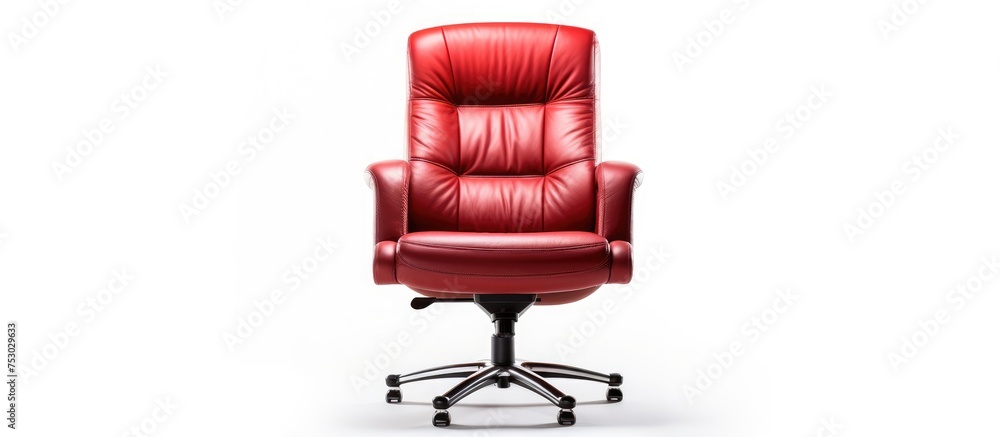 Red leather Office chair on white background Red leather Office chair on white background