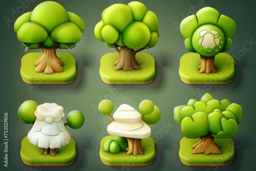 Close-up  Collection 3d cute tree icon