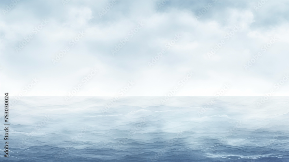 Calm watercolor seascape, minimalist background with tranquil blue tones