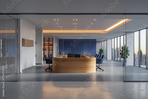 empty room with meeting room and reception in office  modern office interior