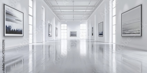 A large  empty room with white walls and a large white floor