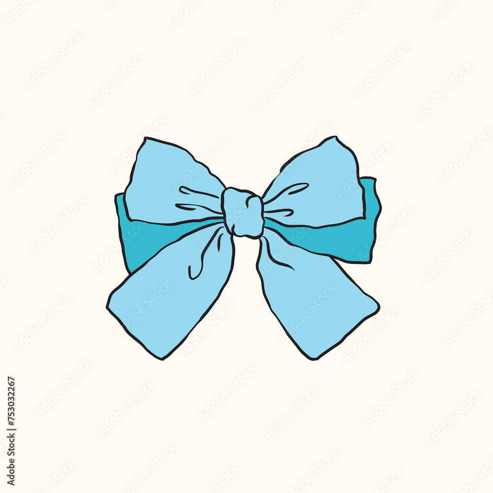 Sketch green bow vector, cute ribbon with bow vector Sketch green bow vector, cute ribbon with bow vector