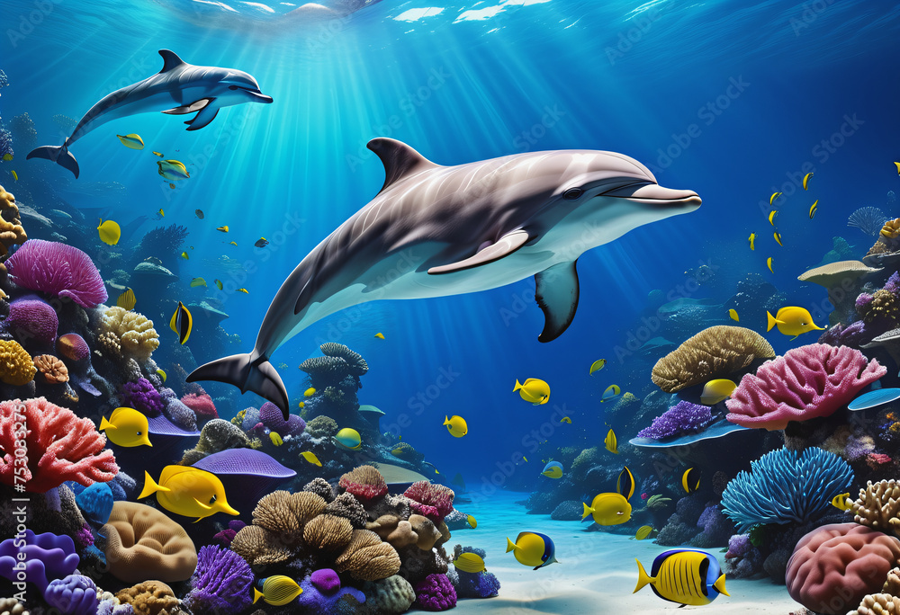 Obraz premium dolphins under the sea