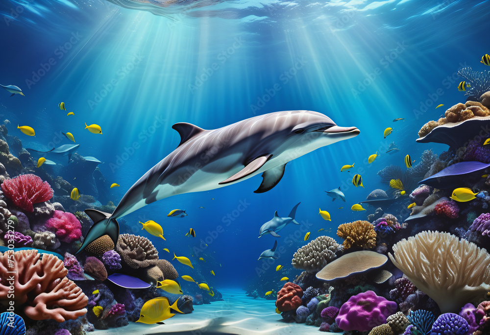 Fototapeta premium dolphins under the sea