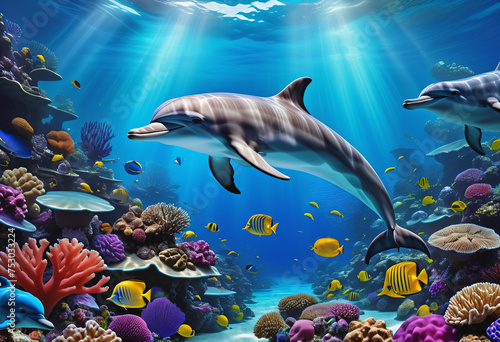 dolphins under the sea photo