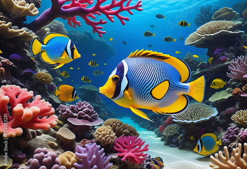 Beautiful colorful underwater fish