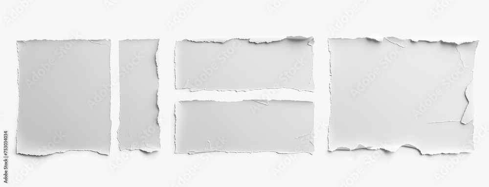 Torn White Paper Edges on Blank Background Torn White Paper Edges on Blank Background
