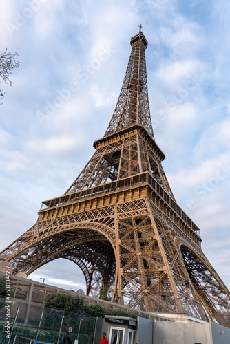 The Eiffel Tower is a tall, brown structure with a lot of detail © oybekostanov
