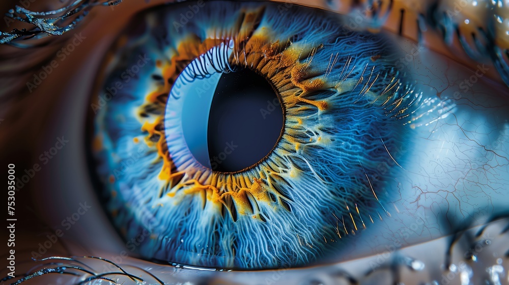 Human Eye Iris. An extreme close-up of a human eye, highlighting the ...